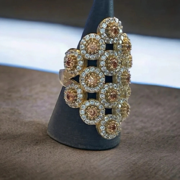 Rhinestone Sterling Silver Cocktail Ring - Picture 4 of 9